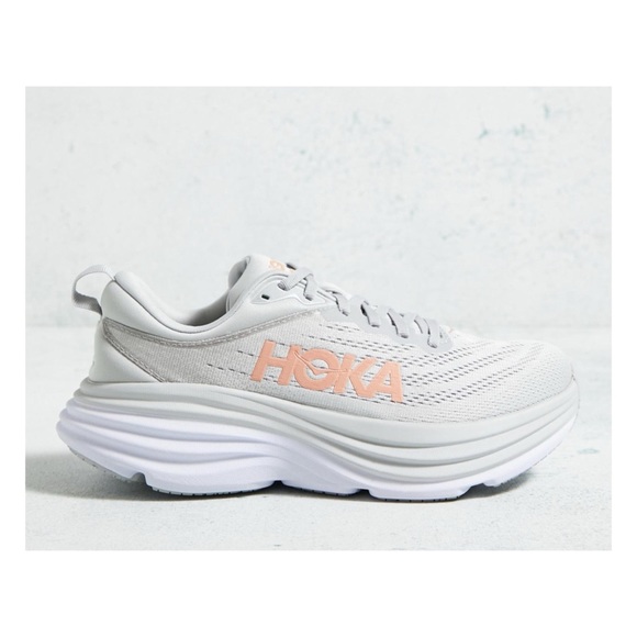 HOKA Bondi 8 White Trainers White Sneakers Size 9B - Picture 5 of 14